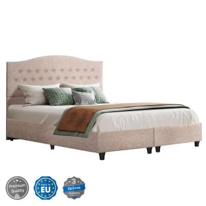 ΚΡΕΒΑΤΙ MALENA HM638.22 ΜΠΕΖ ΥΦΑΣΜΑ Τ. NUBUCK ΓΙΑ ΣΤΡΩΜΑ 150x200εκ.