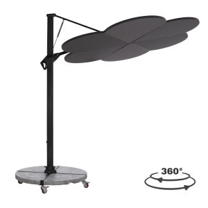 ΟΜΠΡΕΛΑ ΜΕ ΒΑΣΗ ΣΕΙΡΑ CANNOPY (flower) HM21286.01 ΑΛΟΥΜΙΝΙΟ-ΓΡΑΝΙΤΗΣ-ΜΟΛΥΒΙ ΧΡΩΜΑ 2,38x2,2μ