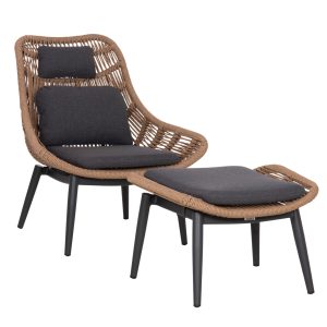 ΠΟΛΥΘΡΟΝΑ LOUNGE ΜΕ ΥΠΟΠΟΔΙΟ REMVAZZO HM6561.01 ΑΛΟΥΜΙΝΙΟ ΓΚΡΙ--WICKER 90x85x96Υεκ