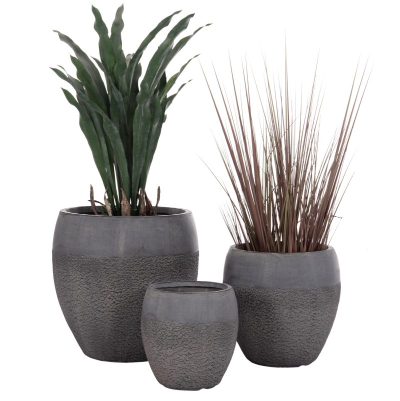 ΣΕΤ 3ΤΜΧ ΓΛΑΣΤΡΕΣ ΣΕΙΡΑ GARDENER HM4725 FIBERCLAY-ΣΕ ΣΚΟΥΡΟ CEMENT ΧΡΩΜΑ Φ55x54Υεκ