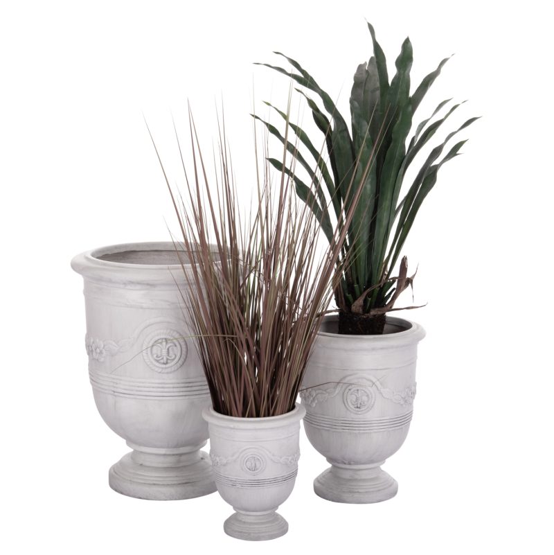 ΣΕΤ 3ΤΜΧ ΓΛΑΣΤΡΕΣ ΜΕ ΑΝΑΓΛΥΦΟ GARDENER HM4729 FIBERCLAY-ΣΕ ΥΠΟΛΕΥΚΟ Φ58x72.5Υεκ