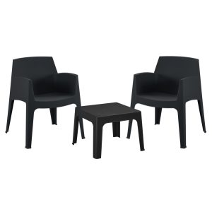 ΣΕΤ 3ΤΜΧ ΠΟΛΥΠΡΟΠΥΛΕΝΙΟΥ SLEEK HM21267.02 ΤΡΑΠΕΖΑΚΙ & 2 ΠΟΛΥΘΡΟΝΕΣ-ΜΑΥΡΟ