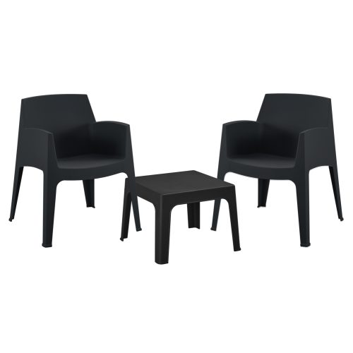 ΣΕΤ 3ΤΜΧ ΠΟΛΥΠΡΟΠΥΛΕΝΙΟΥ SLEEK HM21267.02 ΤΡΑΠΕΖΑΚΙ & 2 ΠΟΛΥΘΡΟΝΕΣ-ΜΑΥΡΟ