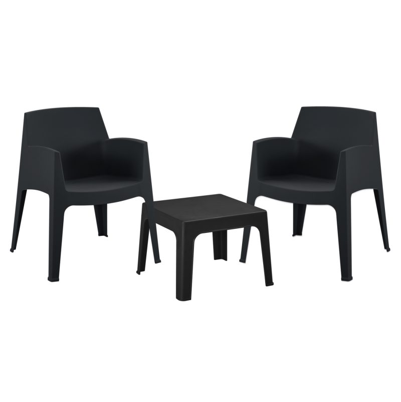 ΣΕΤ 3ΤΜΧ ΠΟΛΥΠΡΟΠΥΛΕΝΙΟΥ SLEEK HM21267.02 ΤΡΑΠΕΖΑΚΙ & 2 ΠΟΛΥΘΡΟΝΕΣ-ΜΑΥΡΟ
