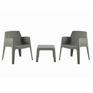 ΣΕΤ 3ΤΜΧ ΠΟΛΥΠΡΟΠΥΛΕΝΙΟΥ SLEEK HM21267.05 ΤΡΑΠΕΖΑΚΙ & 2 ΠΟΛΥΘΡΟΝΕΣ-DARK OLIVE GREEN