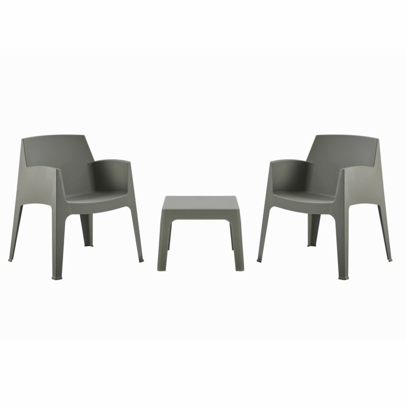 ΣΕΤ 3ΤΜΧ ΠΟΛΥΠΡΟΠΥΛΕΝΙΟΥ SLEEK HM21267.05 ΤΡΑΠΕΖΑΚΙ & 2 ΠΟΛΥΘΡΟΝΕΣ-DARK OLIVE GREEN