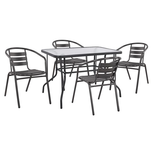 ΣΕΤ ΤΡΑΠΕΖΑΡΙΑΣ 5ΤΜΧ ADAM HM21220.01 ΚΑΡΕΚΛΕΣ ΜΕΤΑΛΛΙΚΕΣ & ΤΡΑΠΕΖΙ 110x60 ΓΚΡΙ