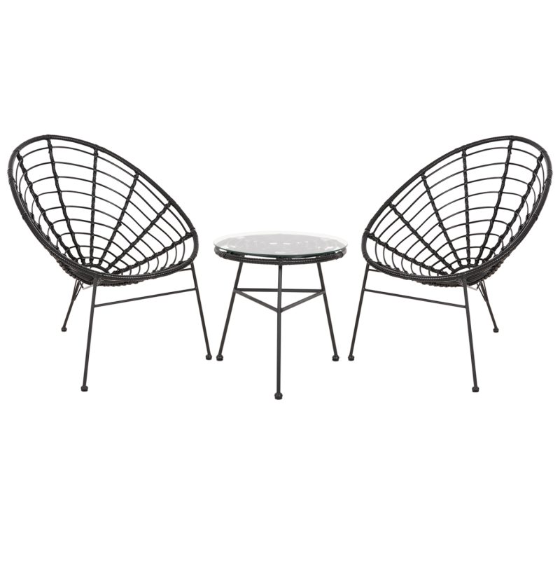 ΣΕΤ ΕΞΩΤΕΡΙΚΟΥ ΧΩΡΟΥ 3ΤΜΧ ALLEGRA HM21047.12 ΜΑΥΡΟ ΣΥΝΘ.RATTAN & ΜΕΤΑΛΛΟ