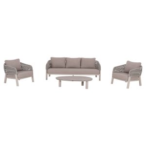 ΣΕΤ ΣΑΛΟΝΙ 4ΤΜΧ MAHAL HM6424.02 ΚΡΕΜ ΑΛΟΥΜΙΝΙΟ--ΜΠΕΖ OLEFIN & ΣΧΟΙΝΙ STRAP