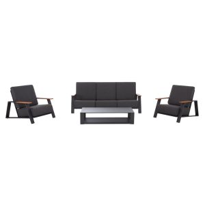 ΣΕΤ ΣΑΛΟΝΙ 4ΤΜΧ LAITH HM6551.01 ΑΛΟΥΜΙΝΙΟ & ΜΑΞΙΛΑΡΙΑ ΓΚΡΙ