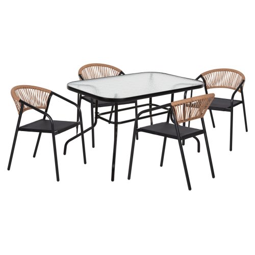 ΣΕΤ ΤΡΑΠΕΖΑΡΙΑΣ 5ΤΜΧ ADAM HM10859.03 ΚΑΡΕΚΛΕΣ ΜΕΤΑΛΛΙΚΕΣ & ΤΡΑΠΕΖΙ 120x70εκ ΜΑΥΡΟ