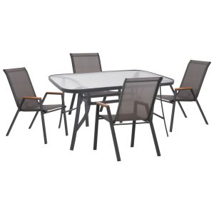 ΣΕΤ ΤΡΑΠΕΖΑΡΙΑΣ 5ΤΜΧ BRUNO HM10729.01 ΚΑΡΕΚΛΕΣ ΜΕΤΑΛΛΙΚΕΣ & ΤΡΑΠΕΖΙ 140x80εκ ΓΚΡΙ
