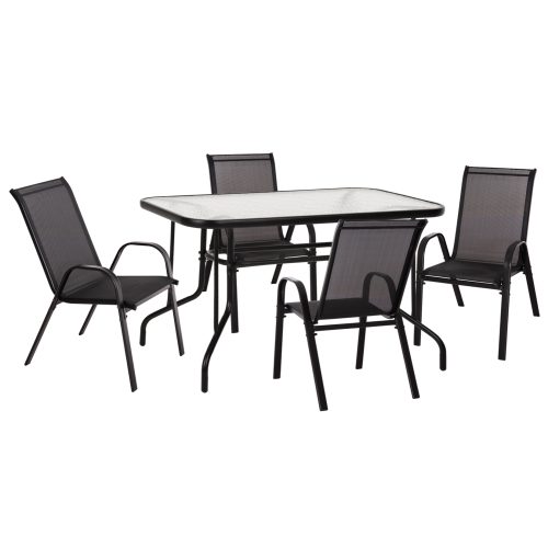 ΣΕΤ ΤΡΑΠΕΖΑΡΙΑΣ 5ΤΜΧ ADAM HM10896.03 ΤΡΑΠΕΖΙ 120x70εκ & 4 ΠΟΛΥΘΡΟΝΕΣ--ΜΑΥΡΟ