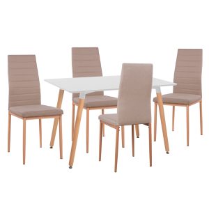 ΣΕΤ ΤΡΑΠΕΖΑΡΙΑΣ 5ΤΜΧ MINIMAL HM11767 ΛΕΥΚΟ MDF-ΜΠΕΖ ΥΦΑΣΜΑ