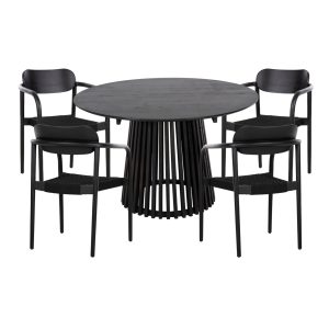ΣΕΤ ΤΡΑΠΕΖΑΡΙΑΣ 5ΤΜΧ OSLO HM21075.01 ΣΤΡΟΓΓΥΛΟ ΤΡΑΠΕΖΙ Φ120εκ. & 4 ΚΑΡΕΚΛΕΣ-ΜΑΥΡΟ