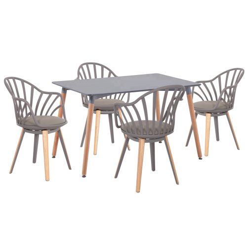 ΣΕΤ ΤΡΑΠΕΖΑΡΙΑΣ 5ΤΜΧ ANAIS HM21176 MDF TOP ΣΕ ΓΚΡΙ--P.P. & PU ΣΕ ΓΚΡΙ