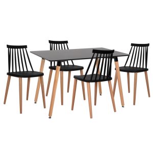 ΣΕΤ ΤΡΑΠΕΖΑΡΙΑΣ 5ΤΜΧ MINIMAL HM21178 MDF TOP ΣΕ ΜΑΥΡΟ-ΣΚΕΛΕΤΟΣ ΣΕ ΦΥΣΙΚΟ ΞΥΛΟΥ
