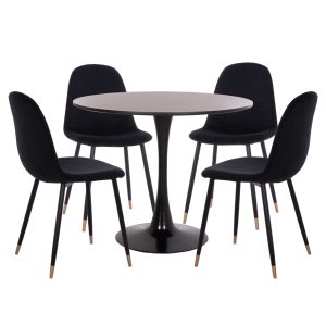 ΣΕΤ ΤΡΑΠΕΖΑΡΙΑΣ 5ΤΜΧ BROLIN HM21191 MDF TOP-ΜΕΤΑΛΛΙΚΑ ΠΟΔΙΑ-ΒΕΛΟΥΔΟ--ΜΑΥΡΟ