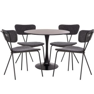 ΣΕΤ ΤΡΑΠΕΖΑΡΙΑΣ 5ΤΜΧ BROLIN HM21200 MDF TOP & ΜΕΤΑΛΛΟ ΜΑΥΡΟ-ΣΚΟΥΡΟ ΓΚΡΙ ΥΦΑΣΜΑ