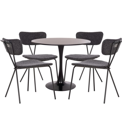ΣΕΤ ΤΡΑΠΕΖΑΡΙΑΣ 5ΤΜΧ BROLIN HM21200 MDF TOP & ΜΕΤΑΛΛΟ ΜΑΥΡΟ-ΣΚΟΥΡΟ ΓΚΡΙ ΥΦΑΣΜΑ