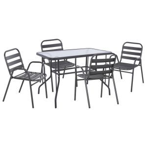 ΣΕΤ ΤΡΑΠΕΖΑΡΙΑΣ 5ΤΜΧ ADAM HM21219 ΚΑΡΕΚΛΕΣ ΜΕΤΑΛΛΙΚΕΣ & ΤΡΑΠΕΖΙ 110x60 ΓΚΡΙ