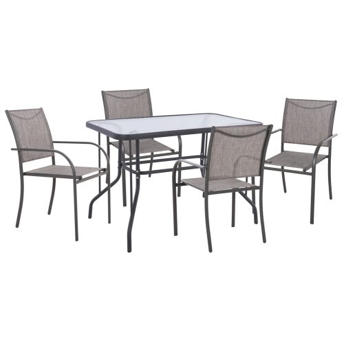 ΣΕΤ ΤΡΑΠΕΖΑΡΙΑΣ 5ΤΜΧ REDAN HM21223 ΤΡΑΠΕΖΙ & 4 ΠΟΛΥΘΡΟΝΕΣ ΣΕ ΓΚΡΙ