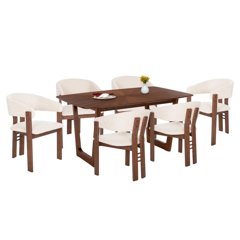 ΣΕΤ ΤΡΑΠΕΖΑΡΙΑΣ 7ΤΜΧ ZARRA HM21338.01 ΤΡΑΠΕΖΙ ΑΠΟ MDF--ΚΑΡΕΚΛΕΣ ΜΕ ΜΠΟΥΚΛΕ ΥΦΑΣΜΑ