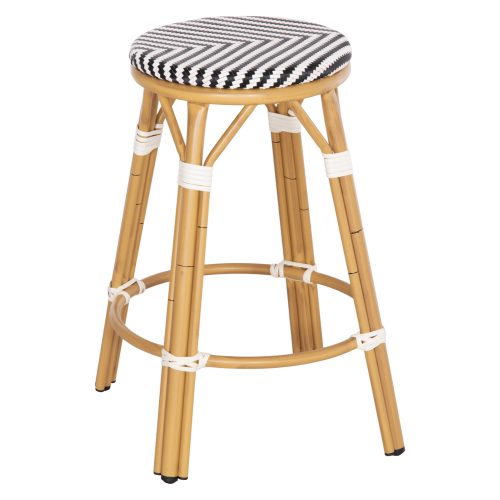 ΣΚΑΜΠΟ ΑΛΟΥΜΙΝΙΟΥ ΜΕΣ.ΥΨΟΥΣ CHINO HM6286.03 BAMBOO LOOK & TEXTILENE ΜΑΥΡΟ 43x43x65Υεκ