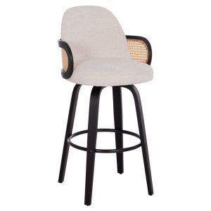 ΣΚΑΜΠΟ ΜΠΑΡ ΠΕΡΙΣΤΡΕΦΟΜΕΝΟ BECKER HM18251.02 PLYWOOD ΜΑΥΡΟ--ΕΚΡΟΥ ΥΦΑΣΜΑ 50x52x100Υ