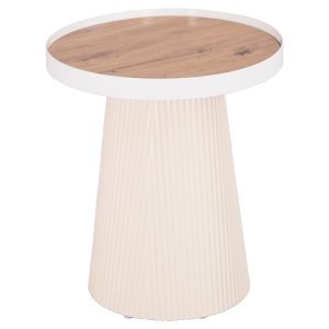 ΤΡΑΠΕΖΑΚΙ ΒΟΗΘΗΤΙΚΟ DENTON HM18023.02 MDF TOP ΦΥΣΙΚΟ ΞΥΛΟΥ-ΒΑΣΗ ΛΕΥΚΗ Φ45x51,5Υεκ.