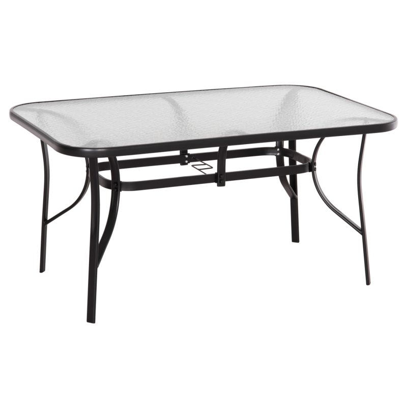 ΤΡΑΠΕΖΙ BRUNO 150X90Χ72Υεκ. ΜΕΤΑΛΛΙΚΟ ΜΑΥΡΟ ΜΕ ΓΥΑΛΙΝΗ ΕΠΙΦΑΝΕΙΑ HM5145.03