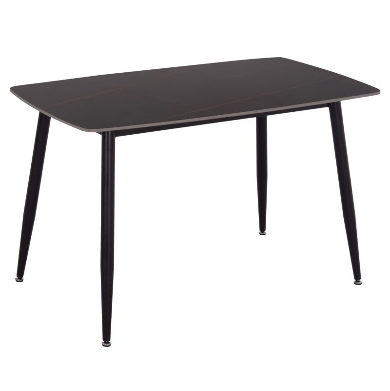 ΤΡΑΠΕΖΙ RAVEN HM9854.02 ΚΕΡΑΜΙΚΟ TOP ΜΑΥΡΟ ΜΑΡΜΑΡΟ-ΜΑΥΡΟ ΜΕΤΑΛΛΟ 120x70x73Υεκ.