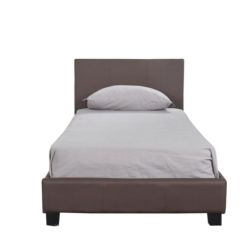 Κρεβάτι ArteLibre AZALEA Σκούρο Καφέ PU 213x101x88cm (Στρώμα 90x200cm)