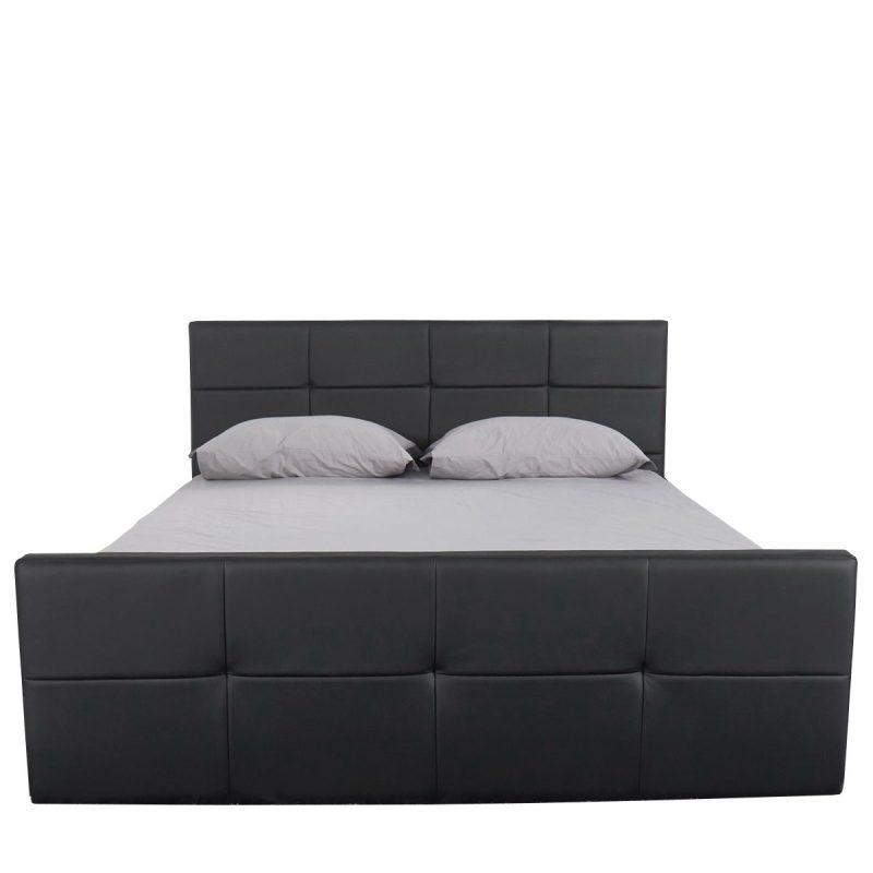 Κρεβάτι ArteLibre ANEMONE Μαύρο PU Με Αποθηκευτικό Χώρο 217.5x170.5x100cm(Στρώμα 160x200cm)