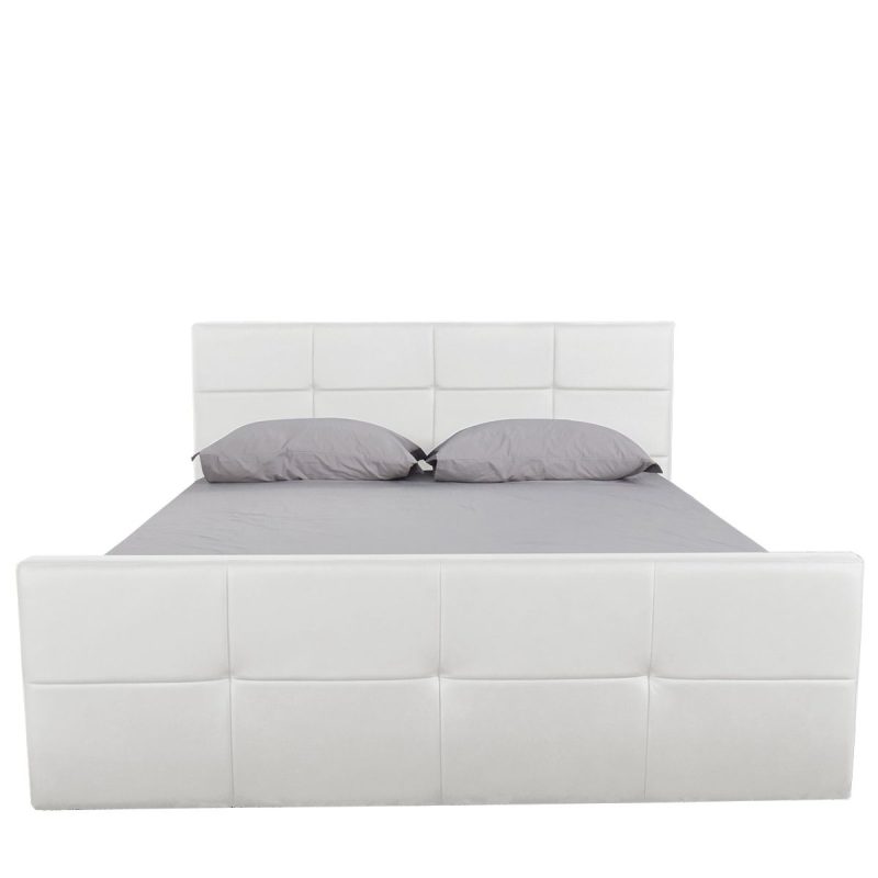 Κρεβάτι ArteLibre ANEMONE Λευκό PU Με Αποθηκευτικό Χώρο 217.5x170.5x100cm (Στρώμα 160x200cm)